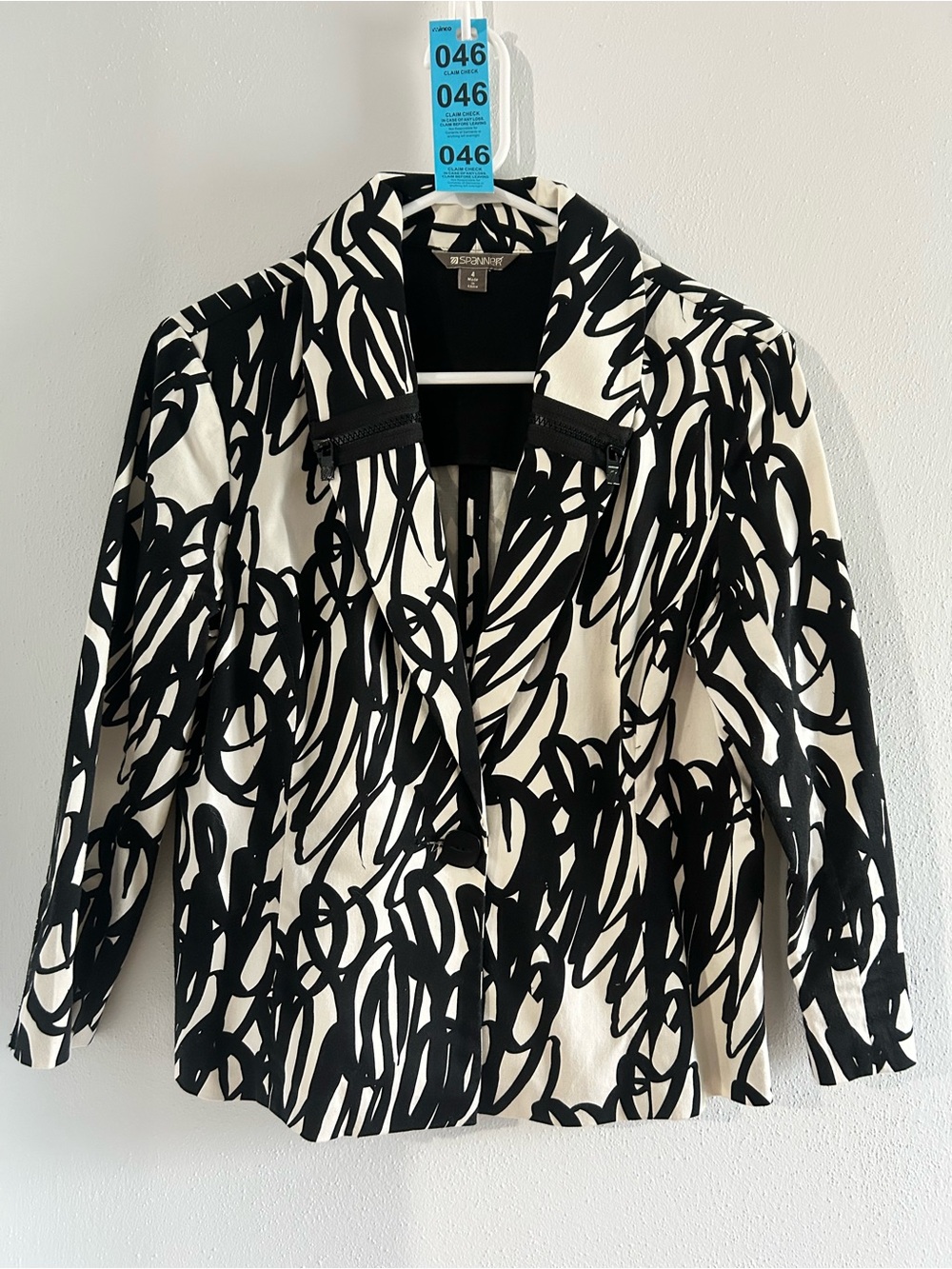 SPANNER Black & White Scribble Print Women's Blazer